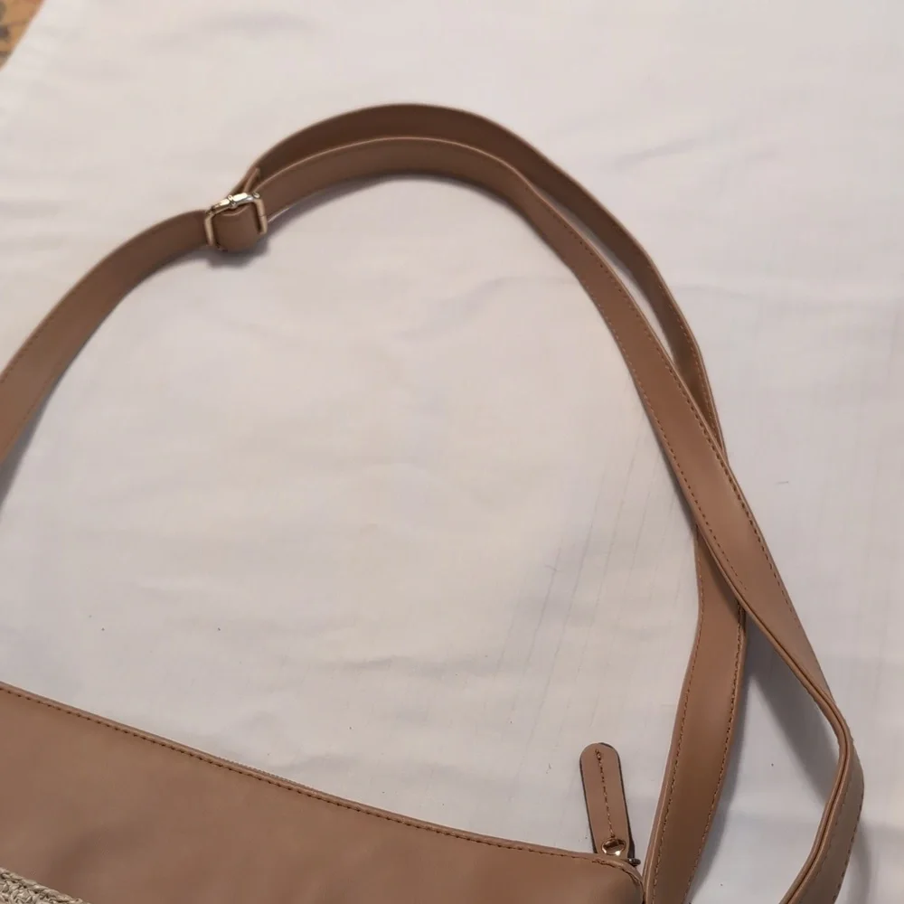 EUC Straw And Vegan Leather Crossbody Bag